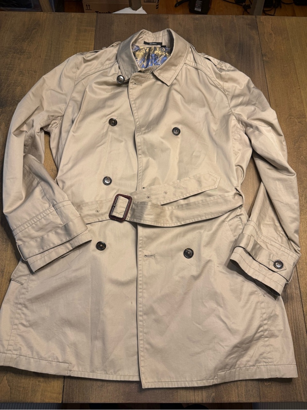 Ted Baker Light Beige Double-Breasted Trench Coat with Belt